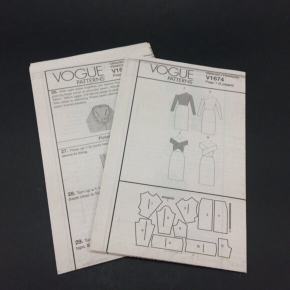Vogue 1674 Bodycon Dress Pattern Uncut 14 16 18 20 22 Off Shoulder Criss Cross - Picture 7 of 11